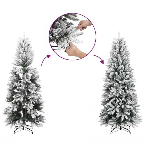 Kunstigt juletræ med kugler og 150 LED-lys 120 cm - varm hvid