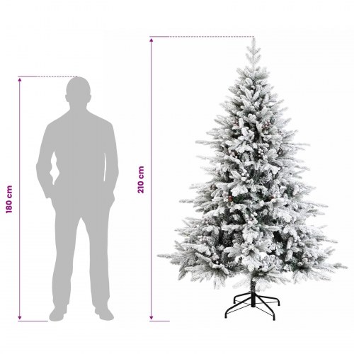 Kunstigt juletræ med LED og julekugler 210 cm - grøn/hvid