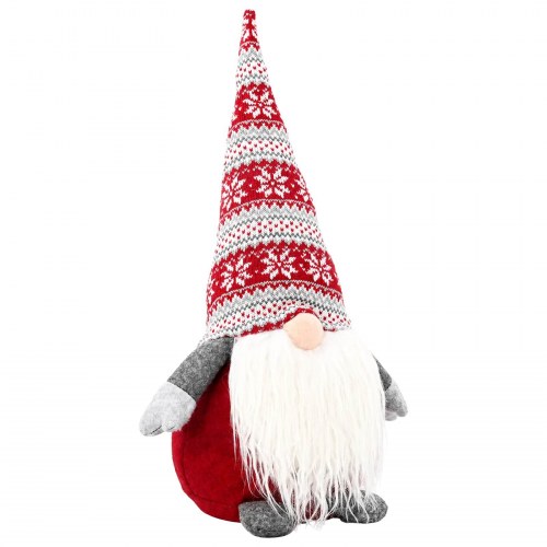 Stående julenissefigur i polyester - rød, 45 cm
