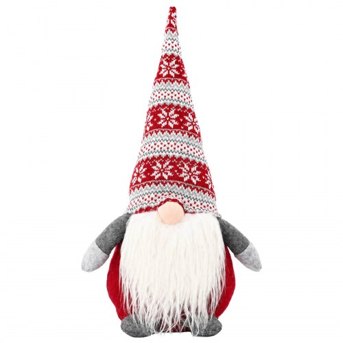 Stående julenissefigur i polyester - rød, 45 cm