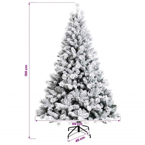 Kunstigt juletræ med kugler og LED-lys 150 cm - grøn/hvid