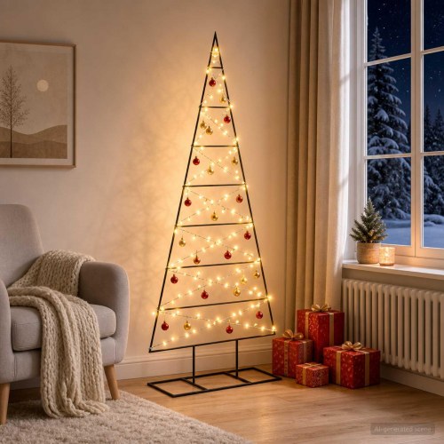 Juletræ i metal KUOPIO 150 cm med LED - sort