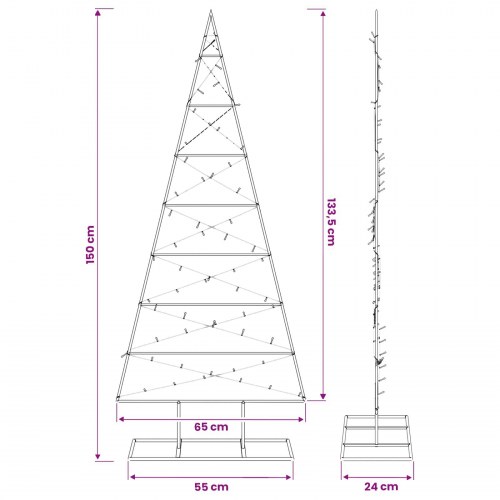 Juletræ i metal KUOPIO 150 cm med LED - sort