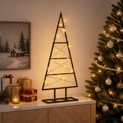Metaljuletræ KUOPIO 60 cm - sort/varm hvid