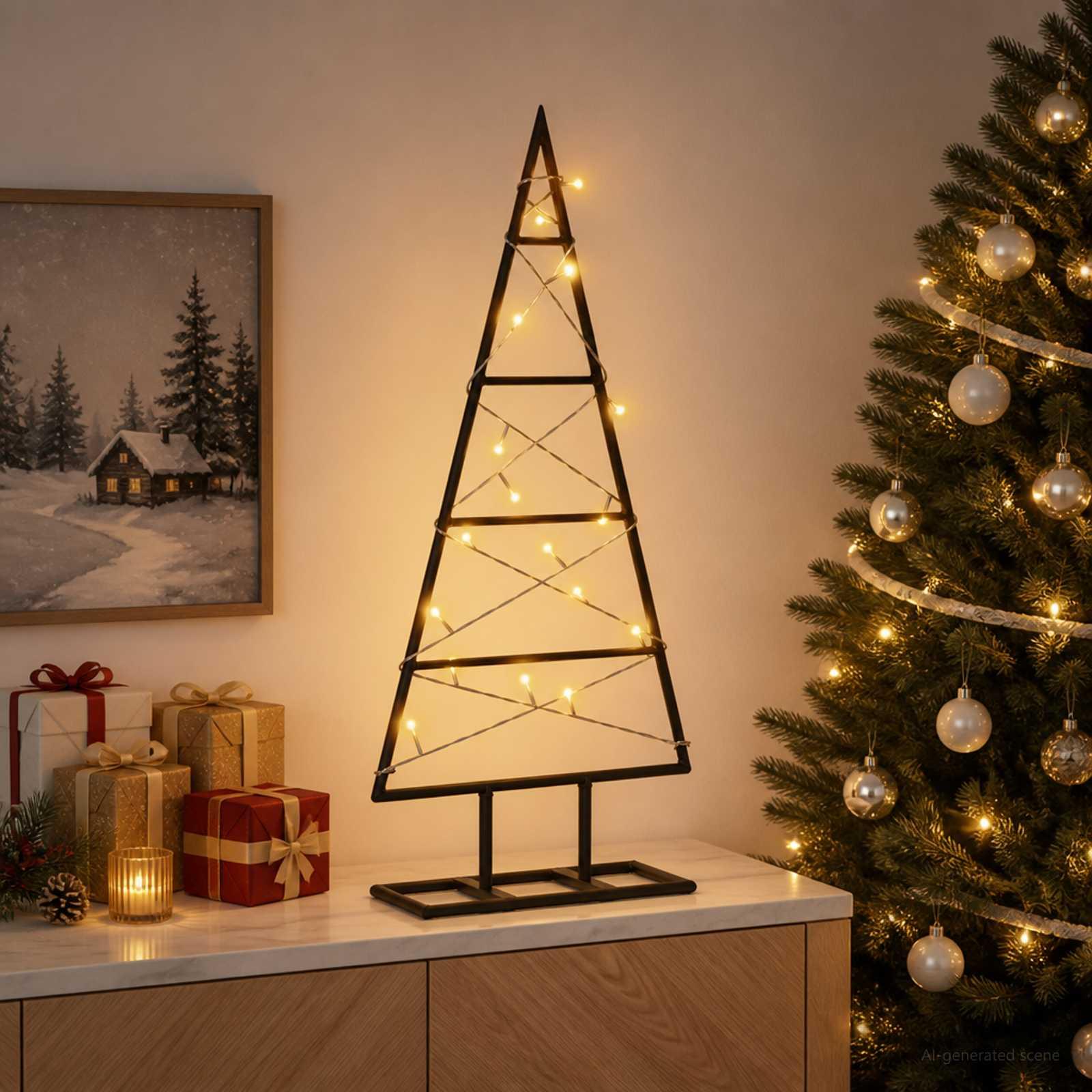 Metaljuletræ KUOPIO 60 cm - sort/varm hvid