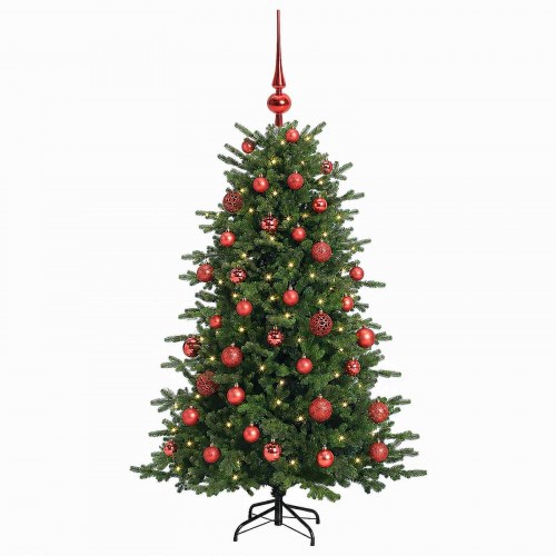 Kunstigt juletræ med julekugler 120 cm - 150 LED varm hvid