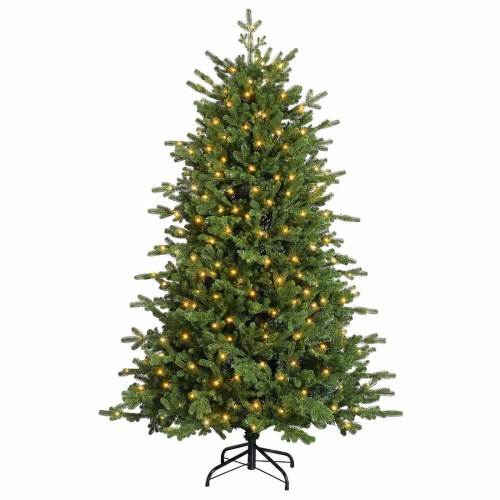 Kunstigt juletræ med hængslede grene 150 cm - 150 LED varm hvid
