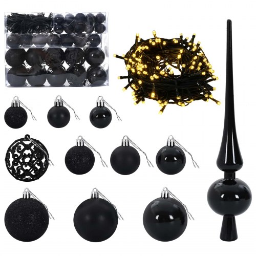 Kunstigt juletræ med julekugler 120 cm - 150 LED varm hvid