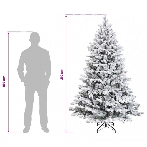 Kunstigt juletræ med kugler og 300 LED-lys 210 cm - grøn/hvid
