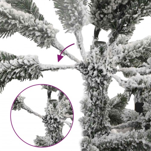 Slankt kunstigt juletræ med julekugler og LED - sølv, 180 cm