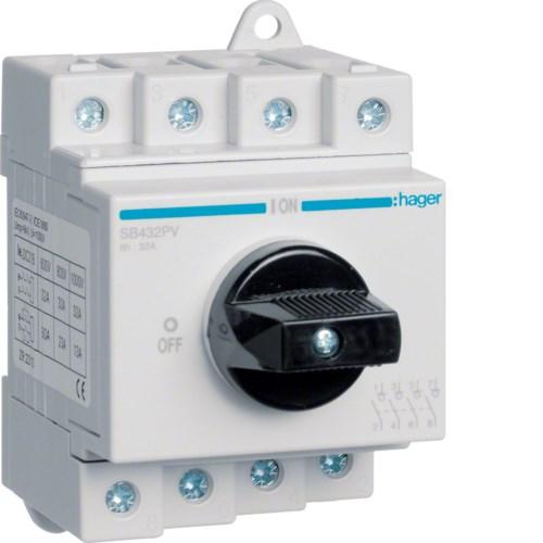 DC-afbryder Hager SB432PV til solcelleanlæg - 32 A, 4P, 1000 V