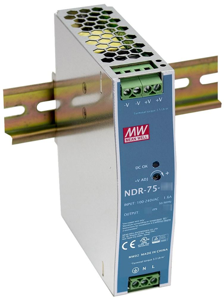 Hikvision NDR-75-48, Strømforsyning, Blå, Højspænding, Overophedning, 76,8 W, 100 - 305 AC, 142 - 431 DC, 47-63 Hz