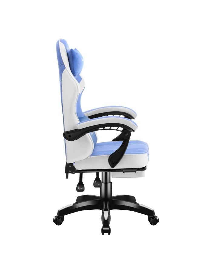 Gamingstol Force 3.7 - blå/hvid gamerstol med ergonomisk design, nakkepude og lændepude