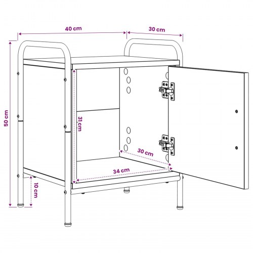 Sengebord i sort eg med 1 dør - 40 x 30 x 50 cm