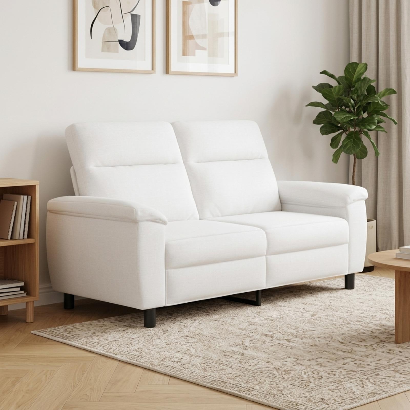 2-personers sofa i hvidt stof - 178 x 90 x 95 cm