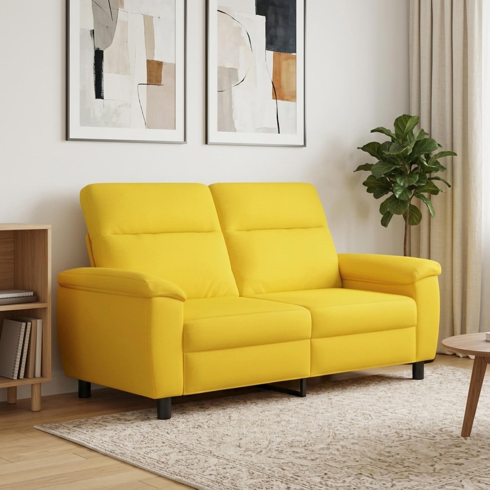 2-personers sofa i stof - lys gul, 178 x 90 x 95 cm