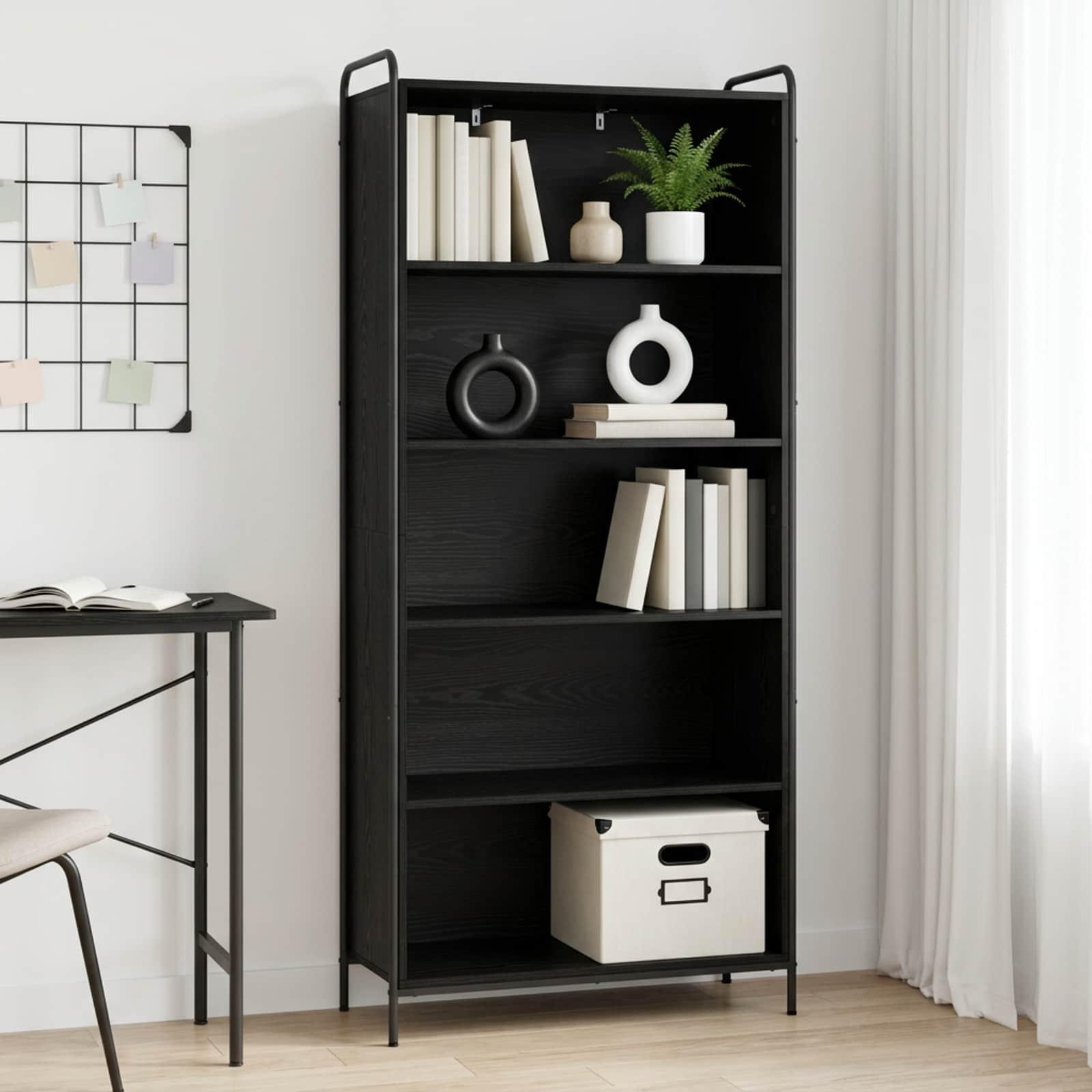 vidaXL Bogskab 55,5 x 33 x 174 cm Konstrueret træ Sort eg