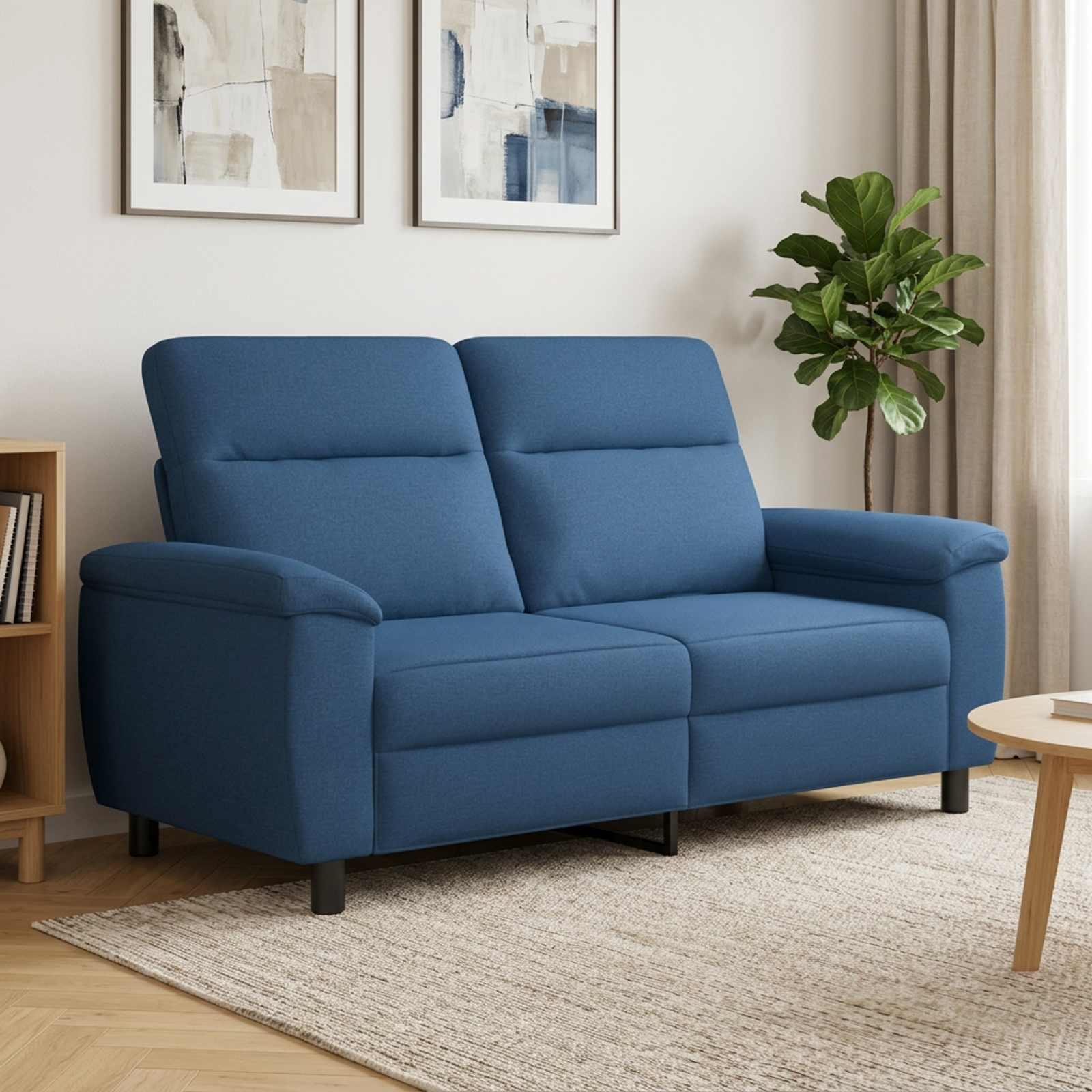 2-personers sofa i blå polyester - 178 x 90 x 95 cm