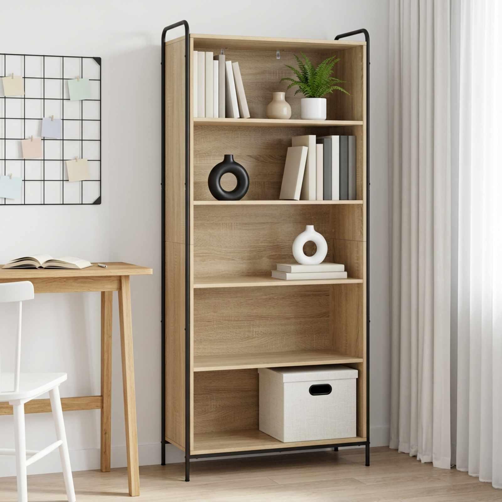 vidaXL Bogskab 55,5 x 33 x 174 cm Konstrueret træ Sonoma-eg