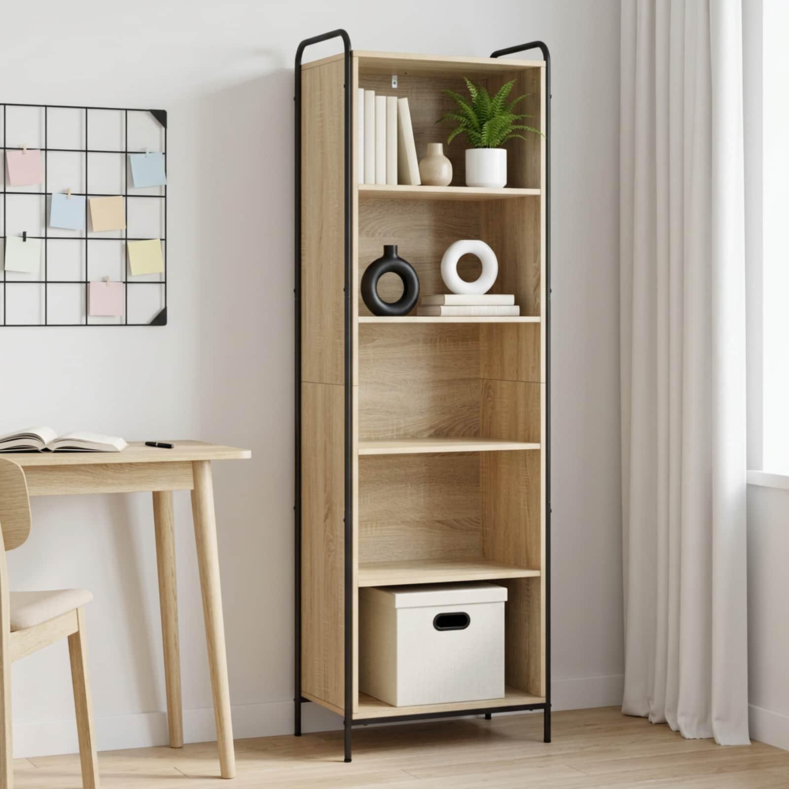 vidaXL Bogskab 55,5 x 33 x 174 cm Konstrueret træ Sonoma-eg
