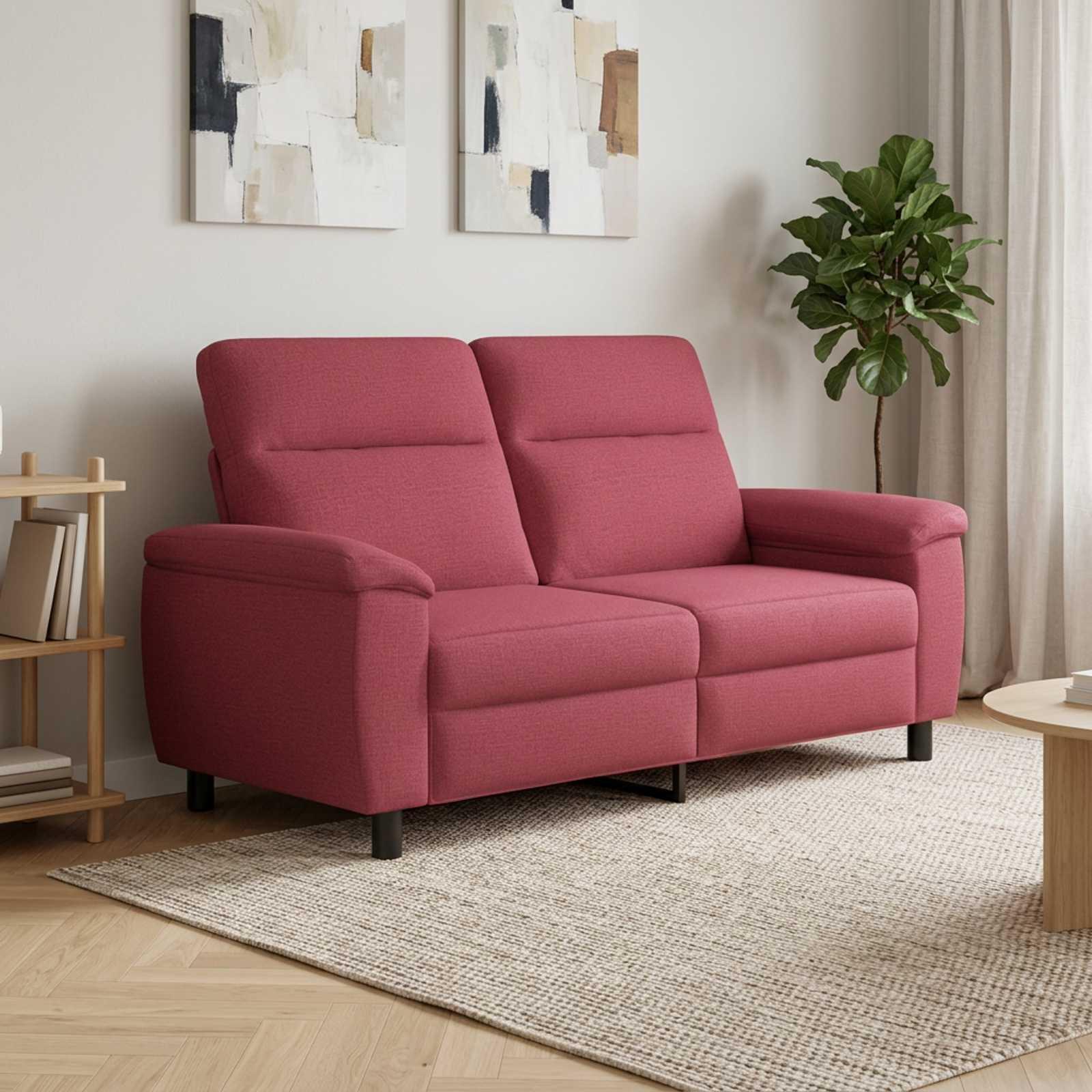 2-personers sofa i stof - vinrød, 178 x 90 x 95 cm