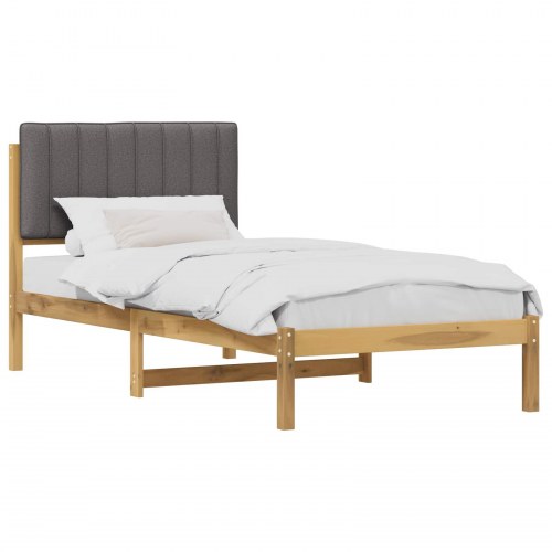 Sengestel med polstret hovedgavl 90 x 200 cm - hvidvasket og lysegrå