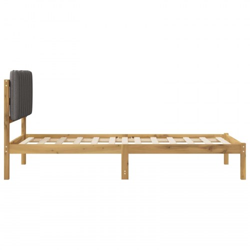 Sengestel med polstret hovedgavl 90 x 200 cm - hvidvasket og lysegrå