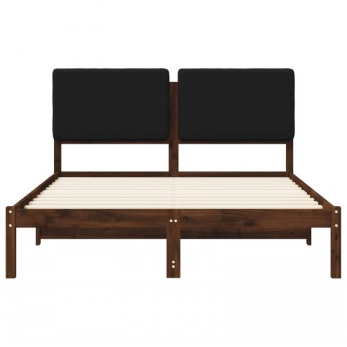 Sengestel med polstret hovedgavl 135 x 190 cm - mørkebrun og sort