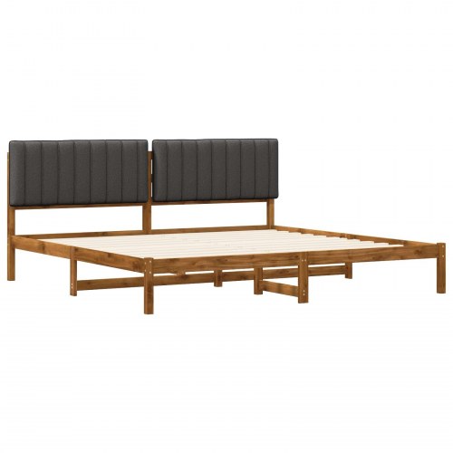 Sengestel med polstret hovedgavl 200 x 200 cm - naturfarvet/mørkegrå
