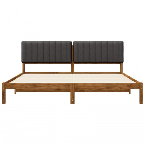 Sengestel med polstret hovedgavl 200 x 200 cm - naturfarvet/mørkegrå