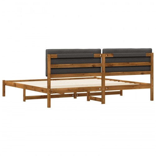 Sengestel med polstret hovedgavl 200 x 200 cm - naturfarvet/mørkegrå