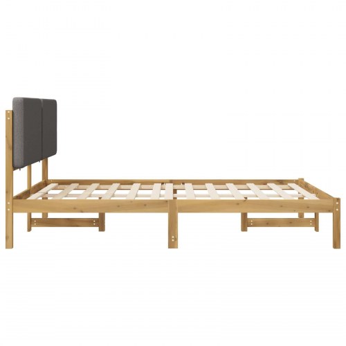 Sengestel med polstret hovedgavl - hvidvasket/lysegrå, 135 x 190 cm