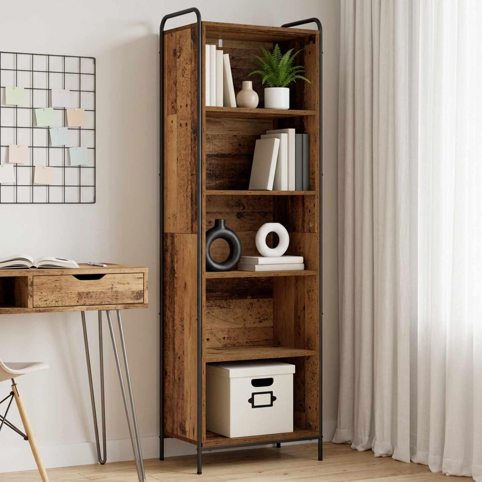 vidaXL Bogskab 55,5 x 33 x 174 cm Konstrueret træ Gammelt træ