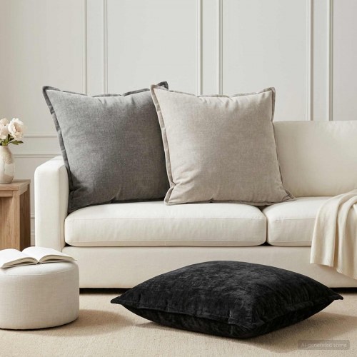 Pudebetræk HOUTEN mørkegrå 65 x 65 cm - 2 stk.