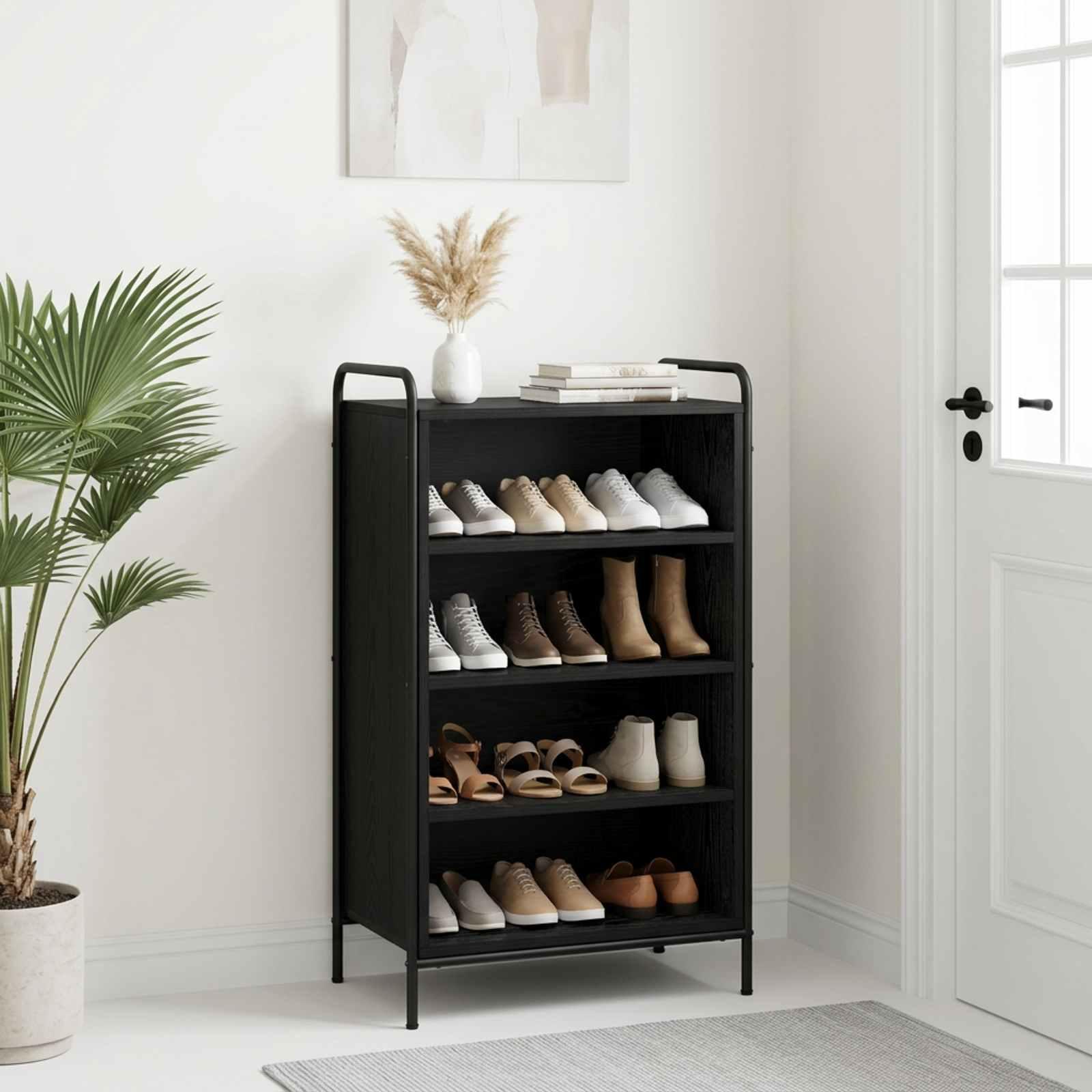 vidaXL Sko skab 51 x 36,5 x 93 cm Konstrueret træ Sort eg