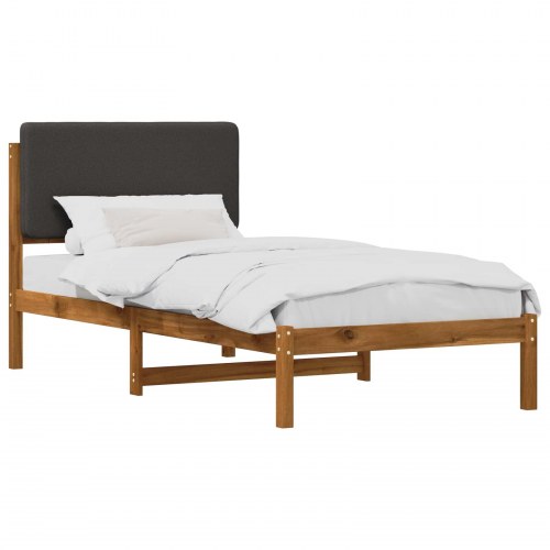 Sengestel med polstret hovedgavl 75 x 190 cm - naturfarvet og mørkegrå
