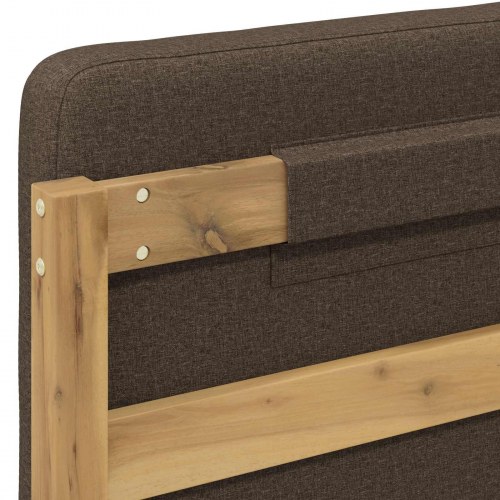 Sengestel med polstret hovedgavl 140 x 190 cm - hvidvasket/taupe