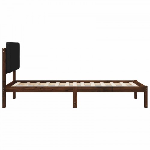 Sengestel med polstret hovedgavl 90 x 190 cm - mørkebrun/sort