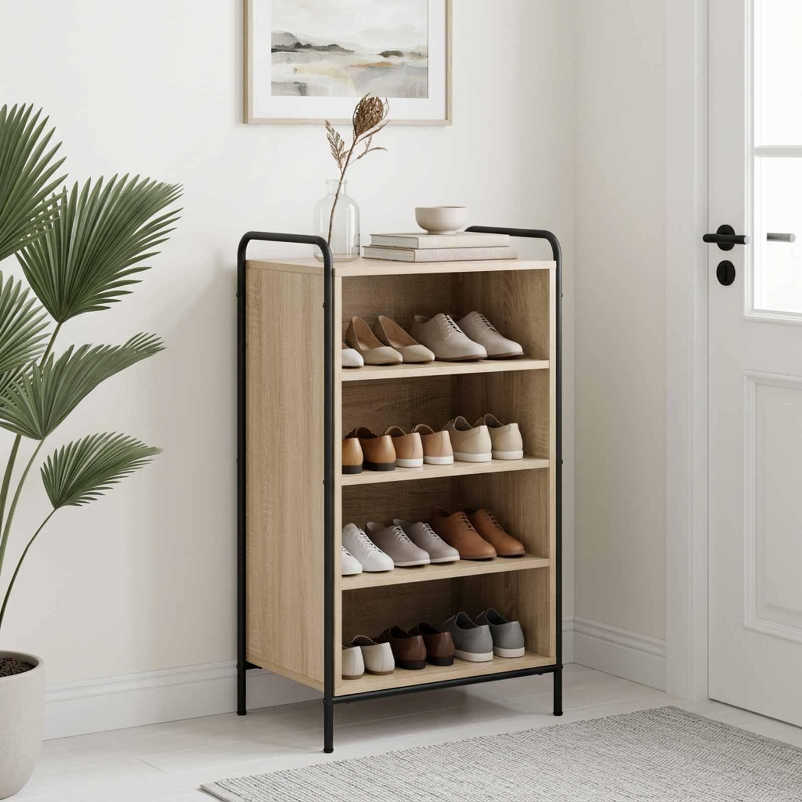 vidaXL Sko skab 51 x 36,5 x 93 cm Konstrueret træ Sonoma-eg
