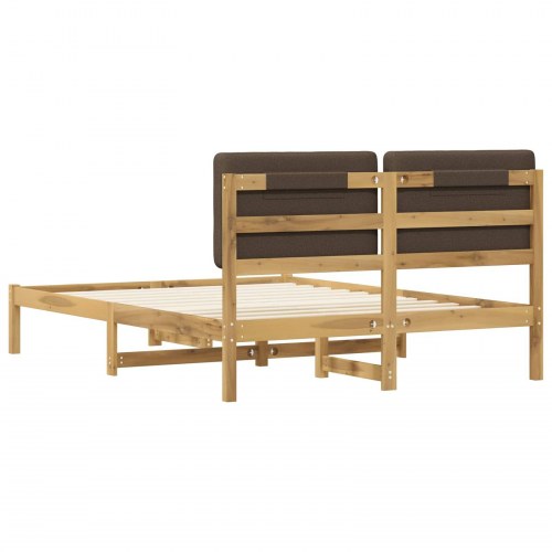 Sengestel med polstret hovedgavl 150 x 200 cm - hvidvasket/taupe