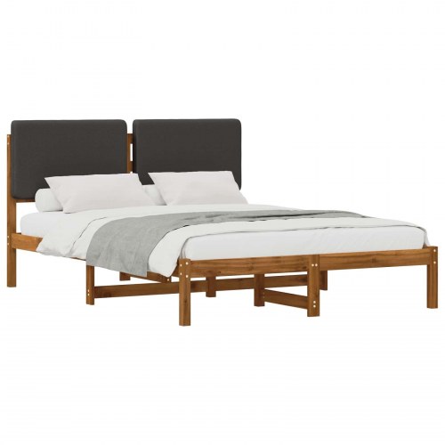 Sengestel med polstret hovedgavl 135 x 190 cm - naturfarvet/mørkegrå