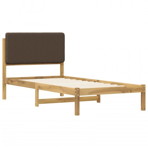 Sengestel med polstret hovedgavl 90 x 190 cm - hvidvasket/taupe
