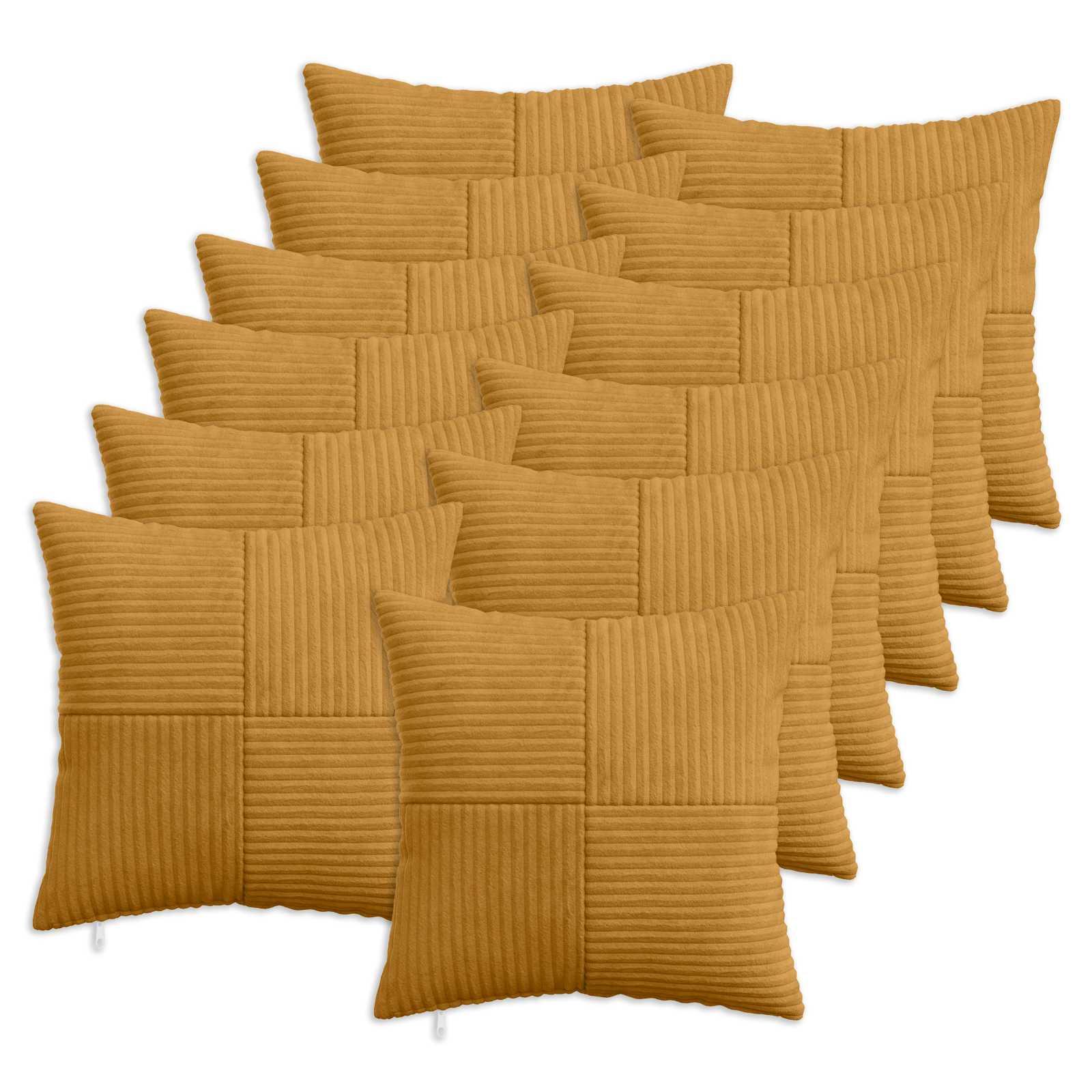 vidaXL Pudebetræk 12 stk. ALMELO Gul 45 x 45 cm cordfløjl