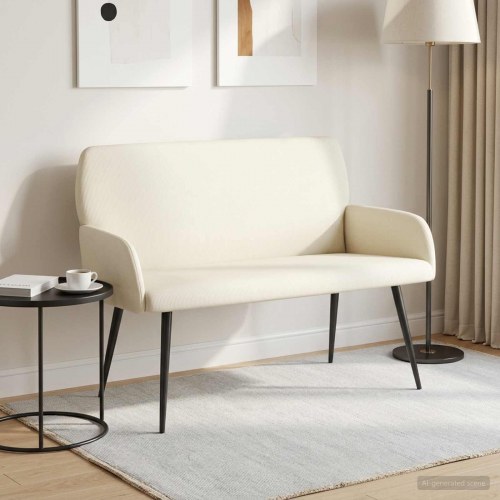 2-personers sofa med metalben - cremefarvet