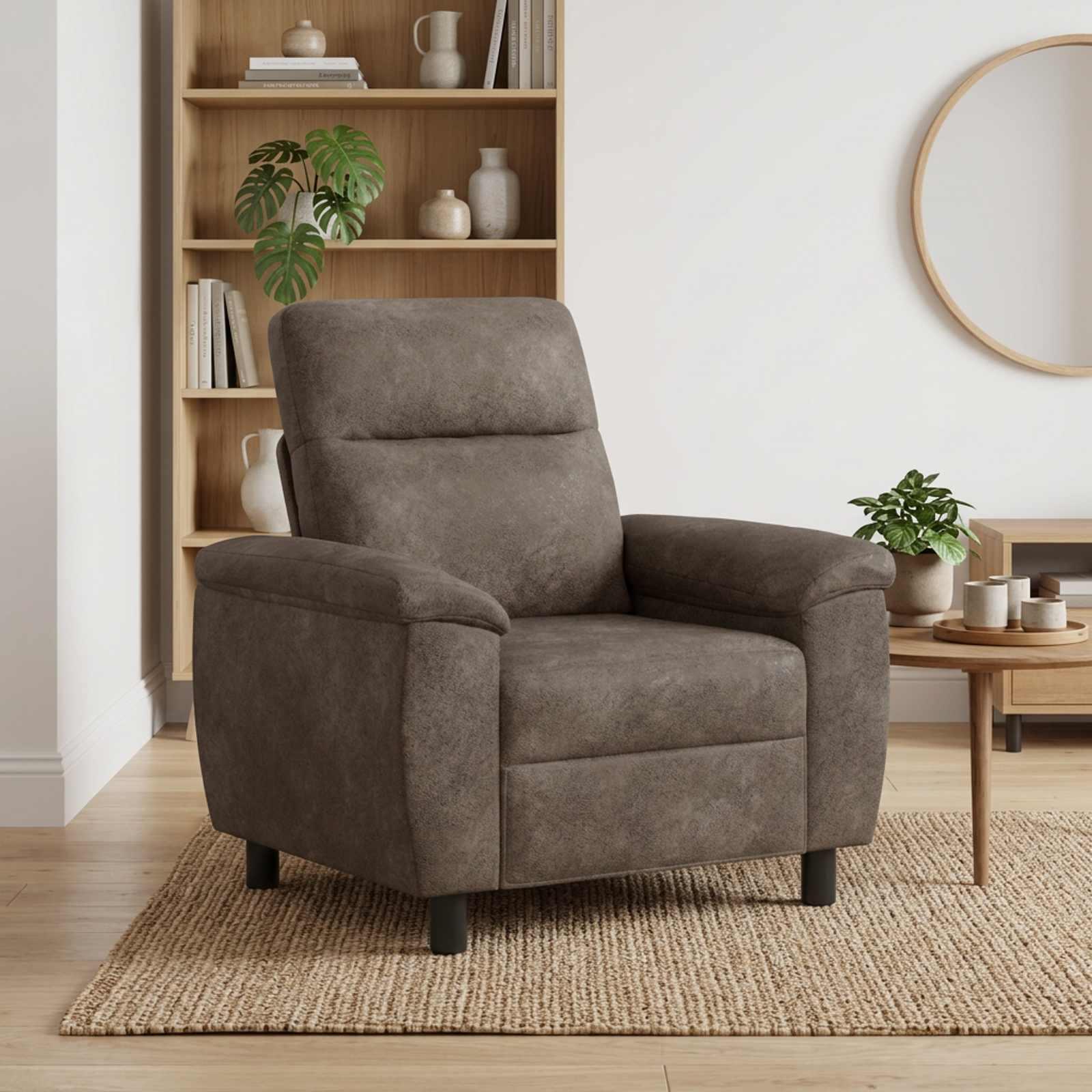 1-personers sofa i kunst ruskind - mørkegrå