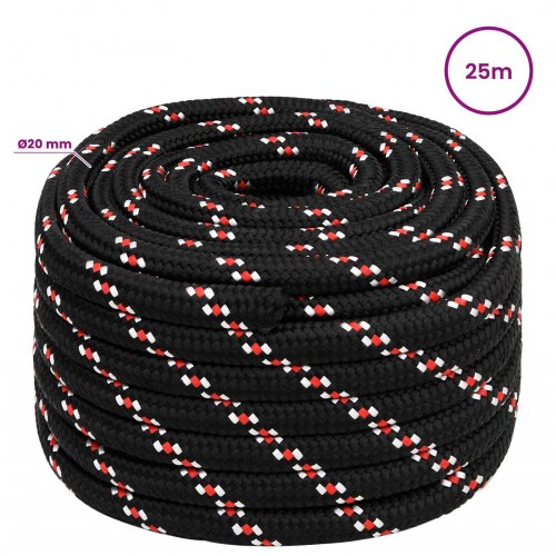 Universaltov 20 mm 25 m - sort og rød PP