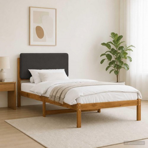 Sengestel med polstret hovedgavl 80 x 200 cm - naturfarvet/mørkegrå