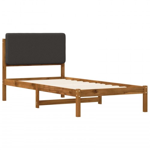 Sengestel med polstret hovedgavl 80 x 200 cm - naturfarvet/mørkegrå