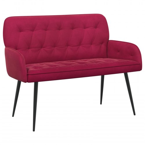 2-personers sofa i fløjl med metalben - vinrød