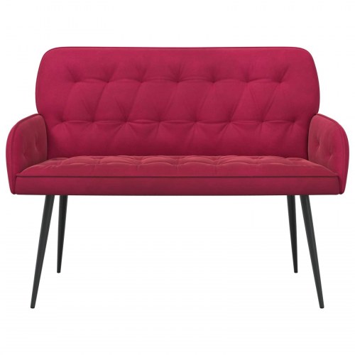 2-personers sofa i fløjl med metalben - vinrød